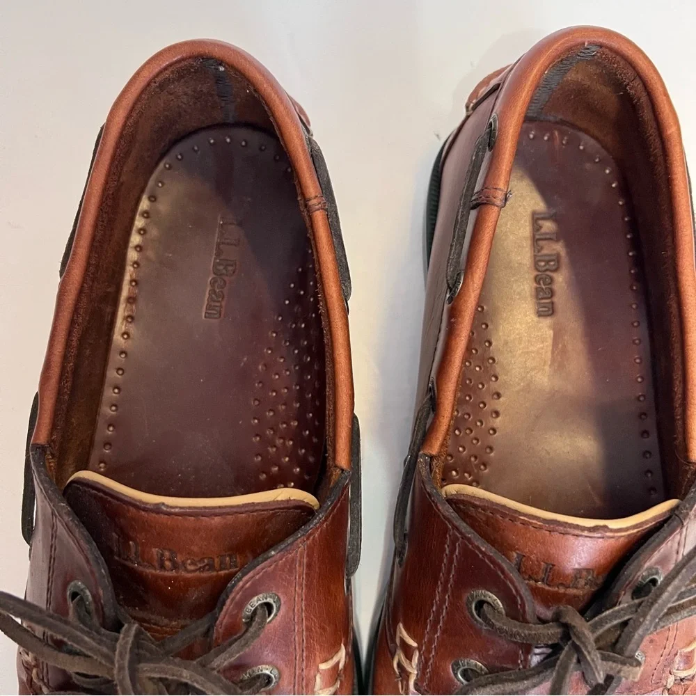 L.L. Bean Men's Casco Bay Leather Moc Boat Shoes Canyon Size 10